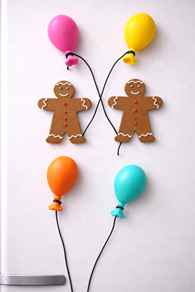 expres hediye Kurabiye Adam ve Balon Figürlü Buzdolabı Magnet Seti (6 Parça)
