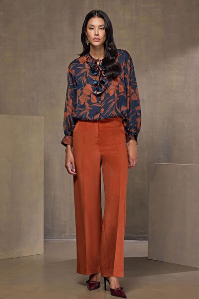 UPGRADE Nervürlü Kadife Pantolon Kiremit