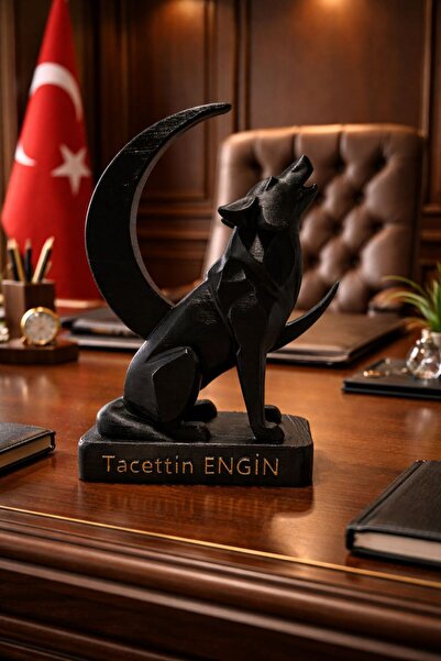 Marka 🐺 Bozkurt Masaüstü Dekoratif Biblo – 20 cm (3D Yazıcı Üretimi)