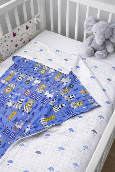 Generic FABRICWORKS Musli/Flanel Double Sided Baby Blanket