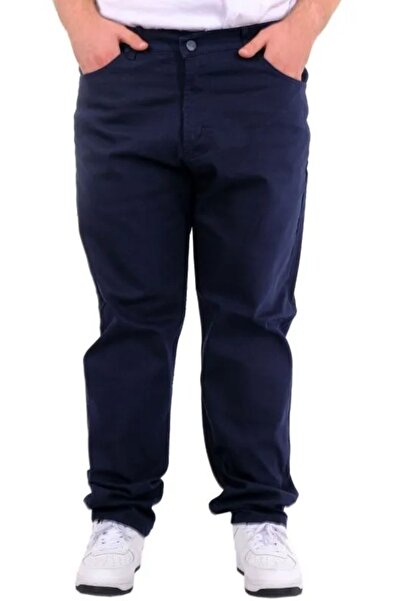 cusseli بنطلون جبردين رجالي مقاس كبير 5 جيوب كلاسيك طبيعي 22920 أزرق داكن