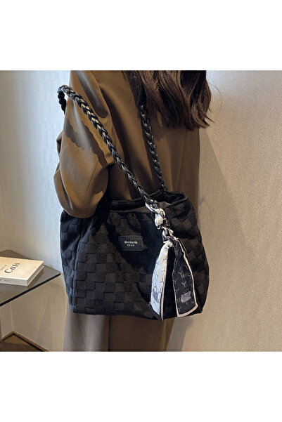 PriStyle Geanta Dama de Umar, Shopper, Bretele Impletite, Esarfa Decorativa, ...