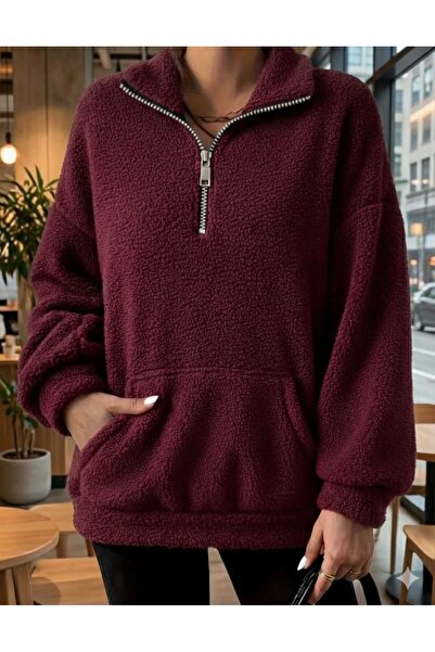 Es Sport Women's Clothing for Autumn and Winter, Mock Neck Plush with Zipper,...