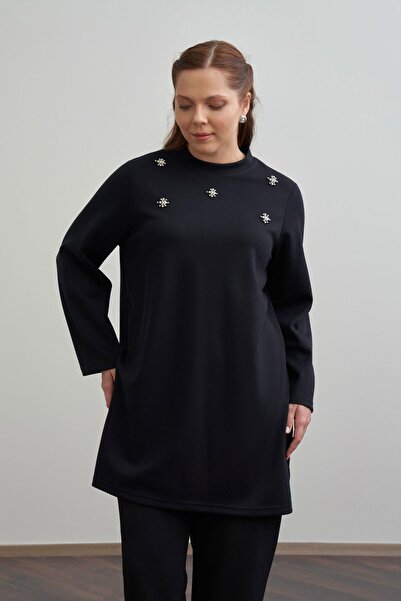 ALLDAY Tunica brodata cu perle negre