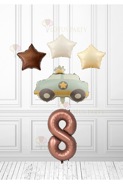 LOTUS PARTY Smeđa zvezda krem boje, balon zvezda krem boje, balon policijskog...