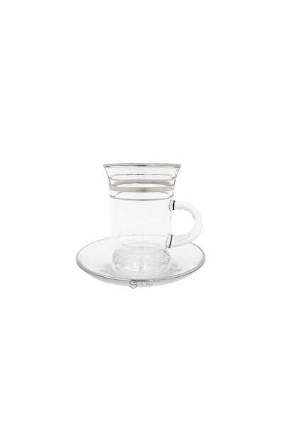 SQF Silver-striped tea set with saucer