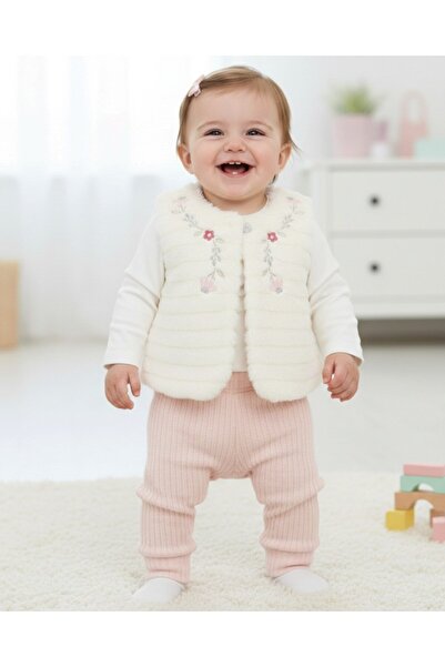 VOY KİDS Baby Girl Plush Vest Set , 3-Piece Transitional Stylish 3-6-9-12-18 ...