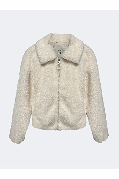 Ltb Дългоръкавно меко плюшено бяло яке