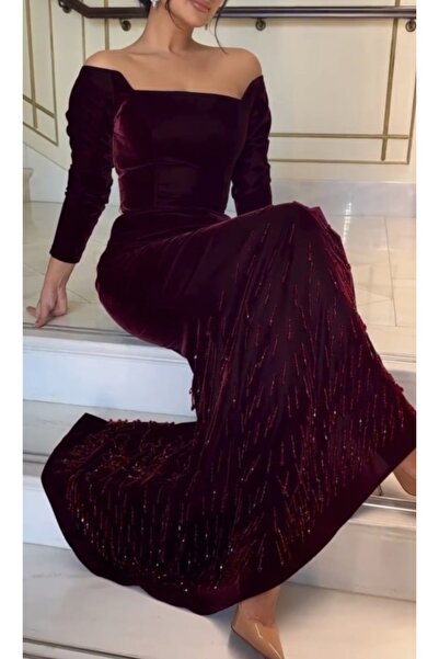 Mira ~ Elegant winter velvet dress with fringe embroidery