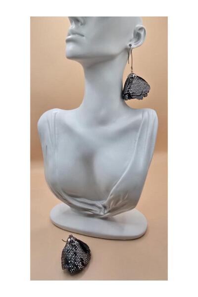 Verdandi Leather BLACK SILVER EARRINGS