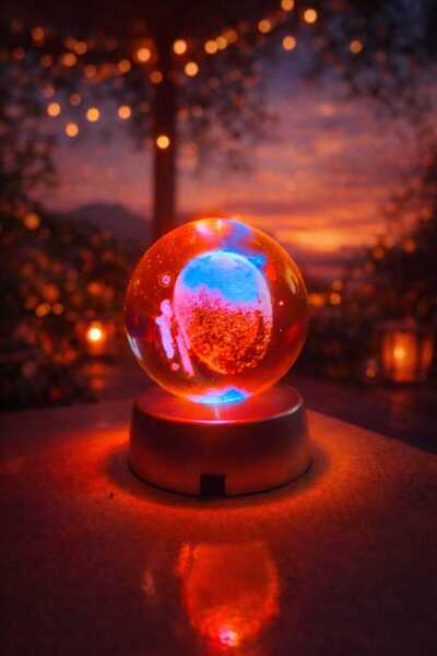 atamergrup LED Işıklı Dekoratif Cam Küre Gece Lambası – Ortam Ambiyans Aydınl...