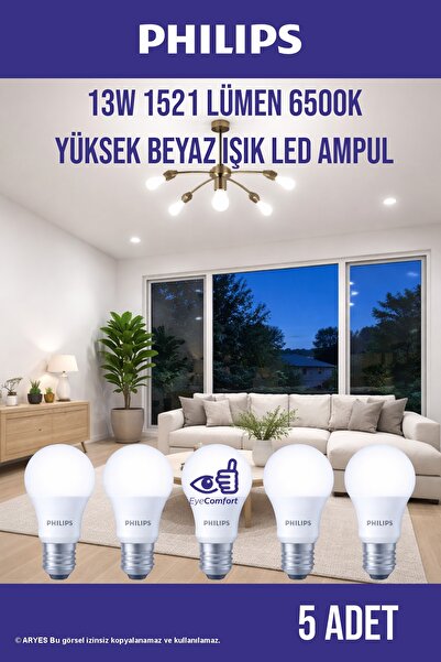 Philips Yüksek Beyaz Işık LED Ampul 13W | 1521 Lümen | EyeComfort | E27