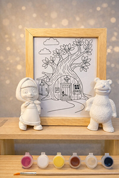 colorbuddie Çerçeveli beton Objeli Boyama Seti – Beton Tozundan 2 Figürlü Maş...