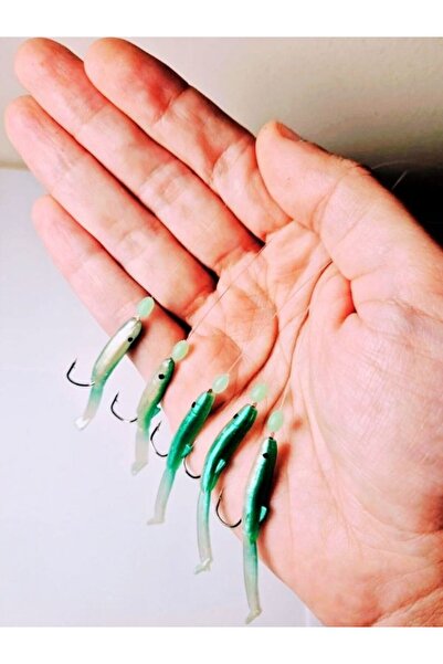 eagenset Yeşil Silikon Balıklı Çapari 5 Cm (2 Adet) Silikon At Çek Takımı Fos...