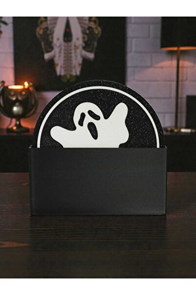 3D Layshop 6-Piece Halloween Coaster Set - Halloween Themed Gothic Coaster an...