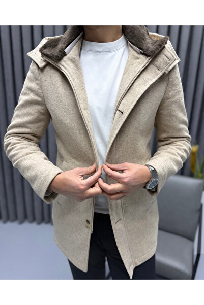 Avni Ceylan Premium Fur Collar Quilted Inner Lined Cashmere Coat