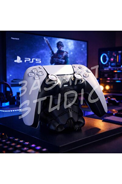 Basart Stormtrooper Kask Tasarımlı Gamepad Standı | PS5 & Xbox Kol Tutucu | D...