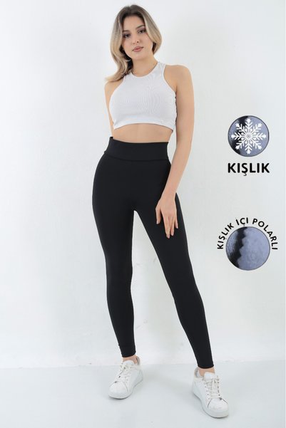Warasiva Women's Black Winter Leggings with Fleece Inside, High Waist, Elastic, Firming t Shaping / Sculpting Featured Leggings