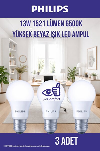 Philips Yüksek Beyaz Işık LED Ampul 13W | 1521 Lümen | EyeComfort | E27