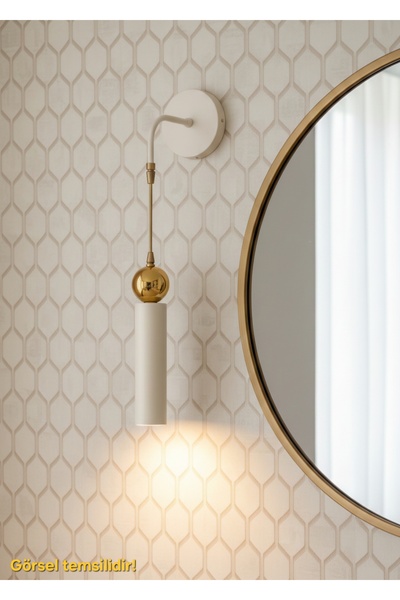 Bozyaka Aydınlatma Sparg Single Decorative Cream&Gold Wall Sconce (Daylight L...