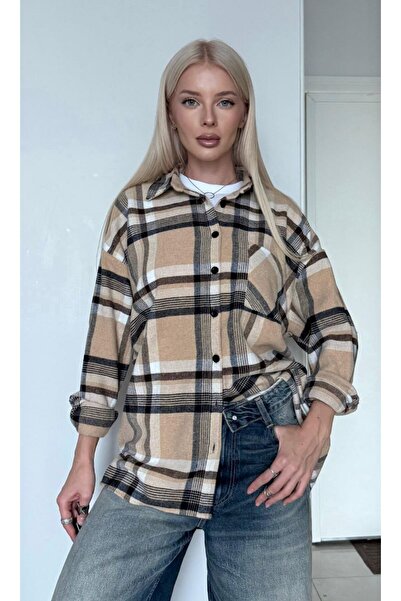 Homay Women's Plaid Oversized Lumberjack Cotton Shirt