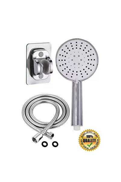 JetVolt 5 Fonksiyon Duş Başlığı + Spiral İp örgülü Duş Hortumu + Yapışkanlı M...