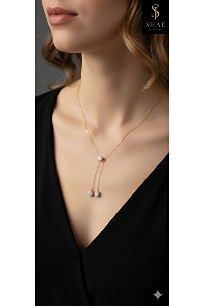 Shae Jewelry Zikon Gold Women's Necklace Surrounded by Stones