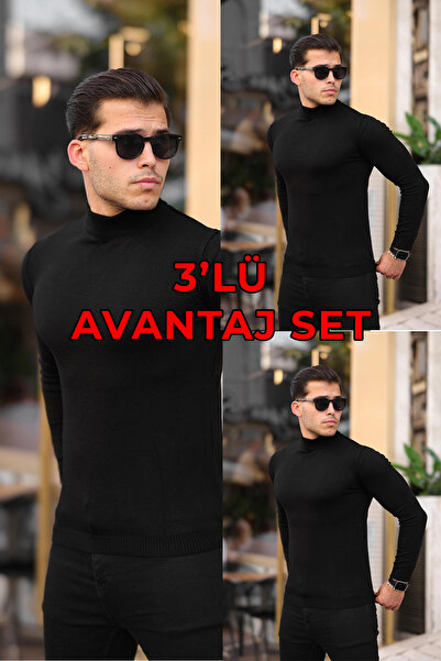 Lushen Erkek 3’lü Avantaj Paket Set Uzun Kollu Balıkçı Yaka Body