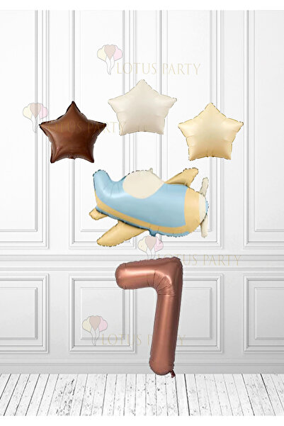 LOTUS PARTY Κρεμ Καφέ Αστέρι Κρέμα Μπλε Αστέρι Μπαλόνι - Καφέ Αριθμητικό Μπαλ...