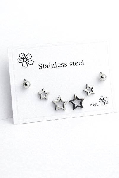 MakeWell Star Heart Leaf Butterfly Crescent Cat Design Steel Screw Earring Sets