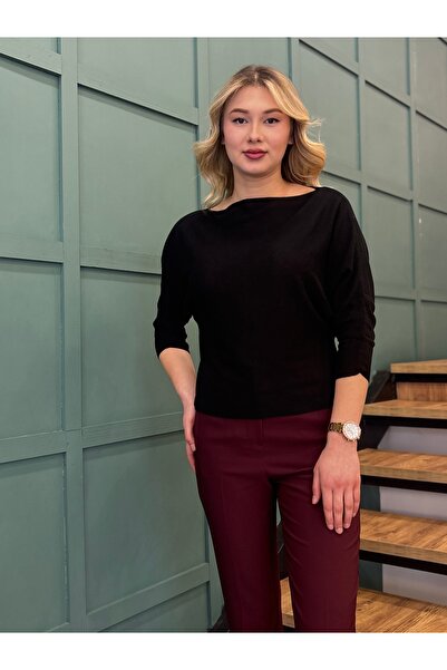 STAMINA Kadın Yarasa Kol Kayık Yaka Kazak