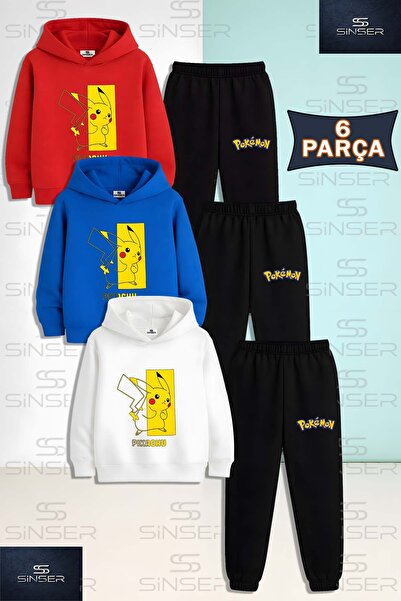 SS SİNSER طقم رياضي للأطفال من الجنسين مكون من مطبوع قطع من بيكاتشو نصف مربع ...