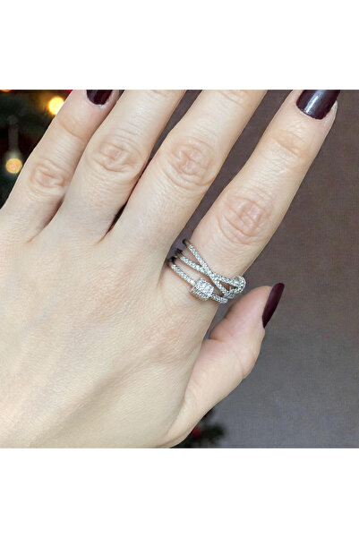 GOX 3-Strip Geometric Shaped Stone Ring