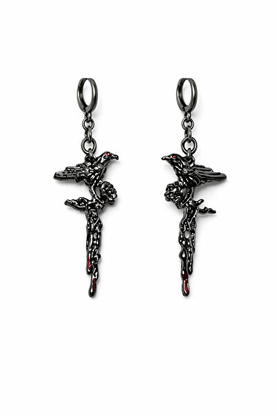 MakeWell Gothic Steel Earrings – Black Plated Unisex Dangle Earrings