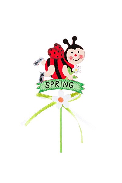 OEM Decorative Stick for Flower Pots Wooden Ladybug 25cm
