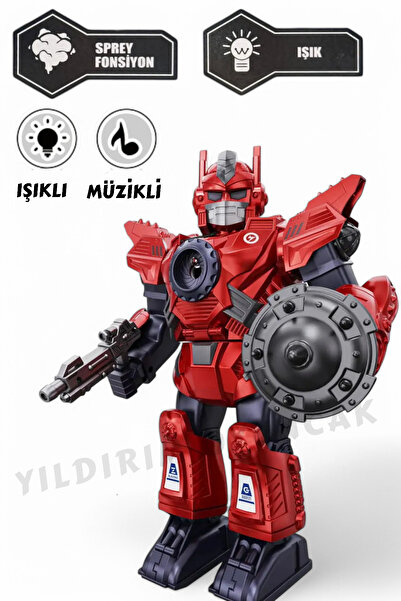 EGOMONİİ Buhar Çıkaran Yürüyen Sesli Pilli Silahlı Robot Oyuncağı