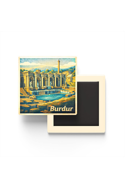 iBerk Mıknatıslı Buzdolap Magneti - Burdur - Sagalassos Antik Kenti - 9x9 cm