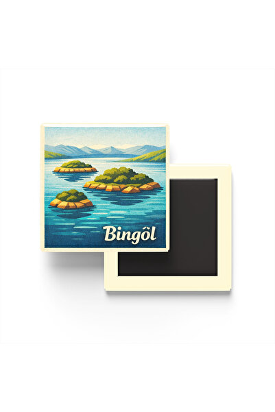 iBerk Mıknatıslı Buzdolap Magneti - Bingöl - Yüzen Adalar - 9x9 cm