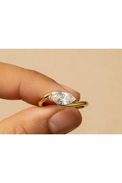 Store Pırlanta Kesim Markiz Özel Tasarım Gold Gümüş Tektaş Yüzük