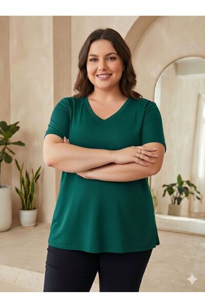 Vinola BÜYÜK BEDEN VİSKON PENYE KUMAŞ RAHAT KESİM BLUZ