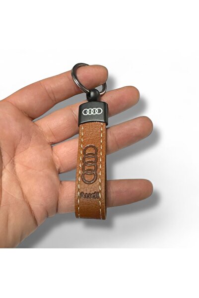 STİLİX GARAGE Breloc Audi cu inscripție și logo, piele artificială maro, 1 bu...