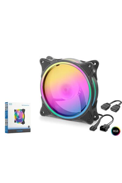 NODAR مروحة بيانات-n786 Nd2659 بإضاءة داخلية وخارجية Argb مقاس 12 سم باللون ا...