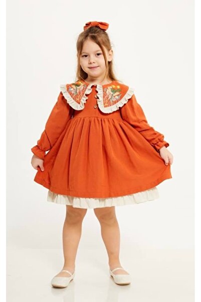 Pinkitokids Başak Embroidered Collar Girl's Dress