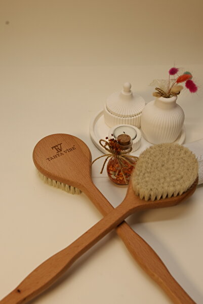 tahtavibe %100 DOĞAL AT KILI UZUN SAPLI VÜCUT FIRÇASI SELÜLİT FIRÇASI BANYO S...