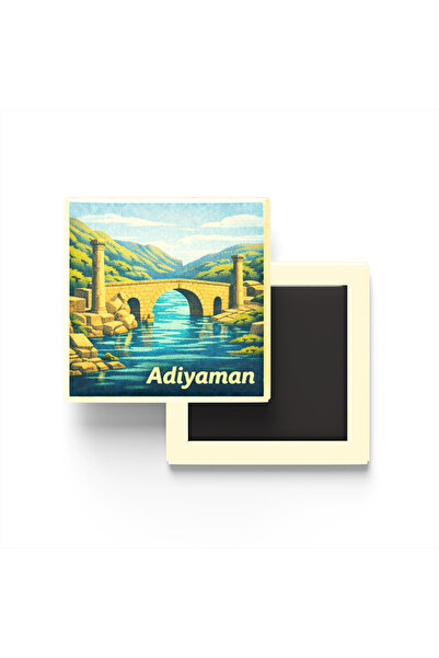 iBerk Mıknatıslı Buzdolap Magneti - Adıyaman - Cendere Köprüsü - 9x9 cm