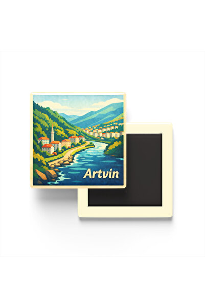 iBerk Mıknatıslı Buzdolap Magneti - Artvin - Borçka - 9x9 cm