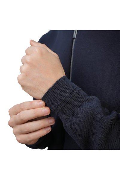 Giordano Men's Texture Stitch Mock Neck Long Sleeve Full Zipper Cardigan