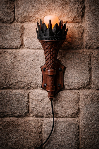 ZORO Dekoratif Meşale Duvar Lambası LED Işıklı Ortaçağ Tasarım 40 cm