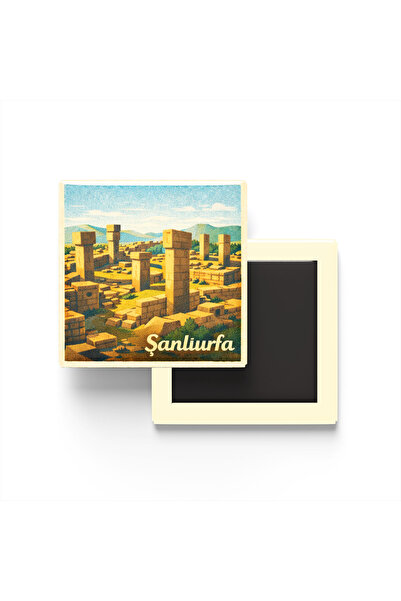 iBerk Mıknatıslı Buzdolap Magneti - Şanlıurfa - Göbeklitepe - 9x9 cm