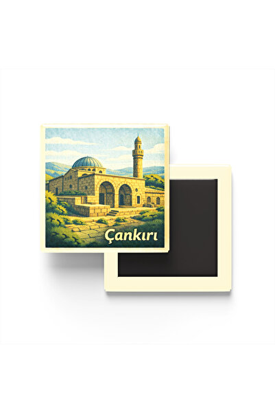 iBerk Çankırı - Taş Mescit - Baskılı Buzdolap Magneti Kare - 9x9 cm